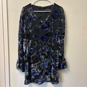 Laundry By Shelli Segal Black and Blue Floral Dress